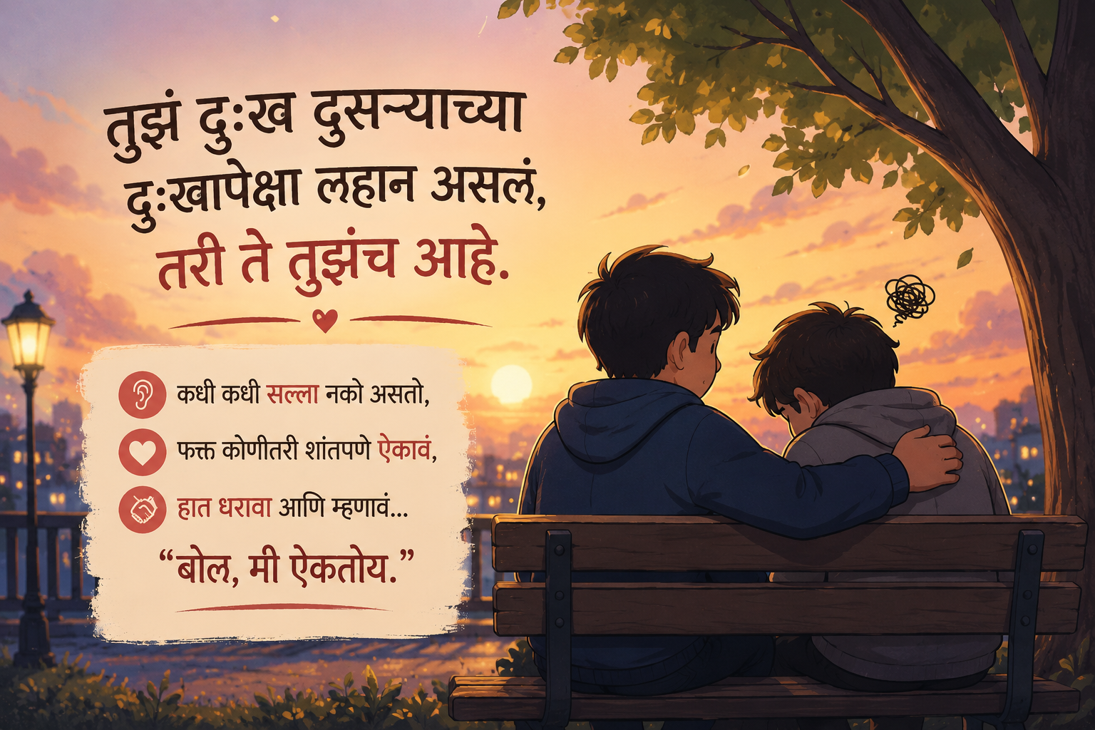 Funny banner for the blog: a playful Marathi social-media vs private-life illustration